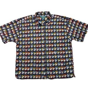 Big Dogs Graphic Button Up Shirt Mens 4XL All Over Print Y2K Vintage Style